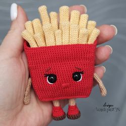 French Fries Amigurumi Crochet Pattern Food, Funny Fast food amigurumi pattern, cute food French fries pattern
