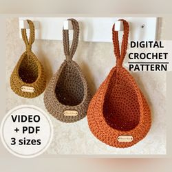 6 in 1 DIY Crochet hanging basket Pattern, Crochet hanging Planter Pattern, Large storage crochet hanging basket Pattern