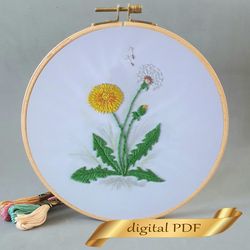 Dandelion pattern pdf embroidery, Easy embroidery DIY