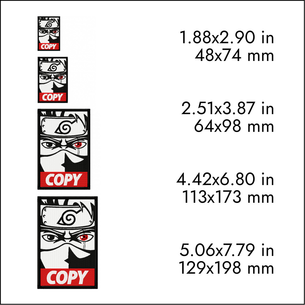 kakashi anime naruto machine embroidery designs