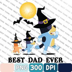 Blue Dog Best Dad Ever Png, Halloween Family Matching Png, Halloween Blue Dog Family Bundle Png, Sublimation, Halloween