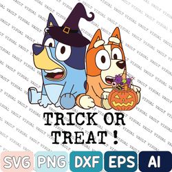 Halloween Bluey Trick Or Treat Funny GhoSvg, Halloween Family Matching Bluey Svg, Bluey Ghost Fan Lovers Kids Svg