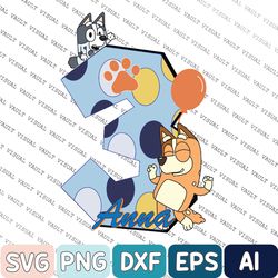 blue dog birthday svg, blue dog family matching svg, birthday personalized blue dog birthday svg