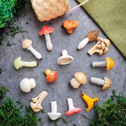 mushrooms 16pcs set fairy garden terrarium kit, miniature mushroom decor