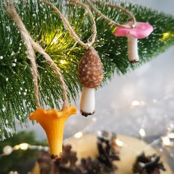 Christmas mushroom ornament set 3pcs, merry mushroom decor, miniature mushroom