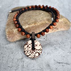Statement African style men's necklace . Authentic handmade jewelry for men.