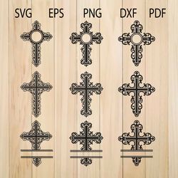 Cross  SVG, Cross Template For Cricut, Silhouette, SVG, DXF, EPS, PNG, Cross SVG , Cross Monogram Frame