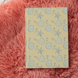 digital blue sea pattern starfish and shells