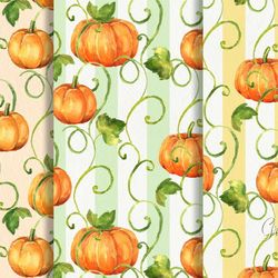 Pumpkins. 3 watercolor patterns