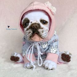 custom order french bulldog in pajamas realistic toy
