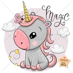 cute cartoon unicorn png, clipart, sublimation design, children printable, clip art