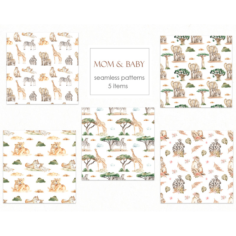 1 Mom and baby Africa watercolor seamless patterns.jpg