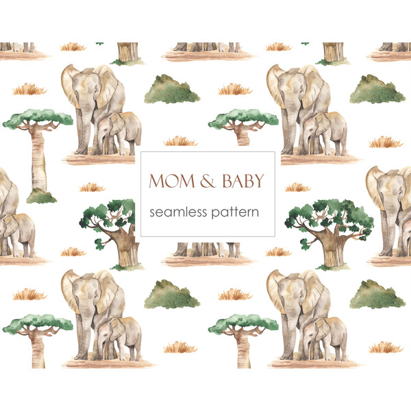 5 Mom and baby Africa watercolor seamless patterns.jpg