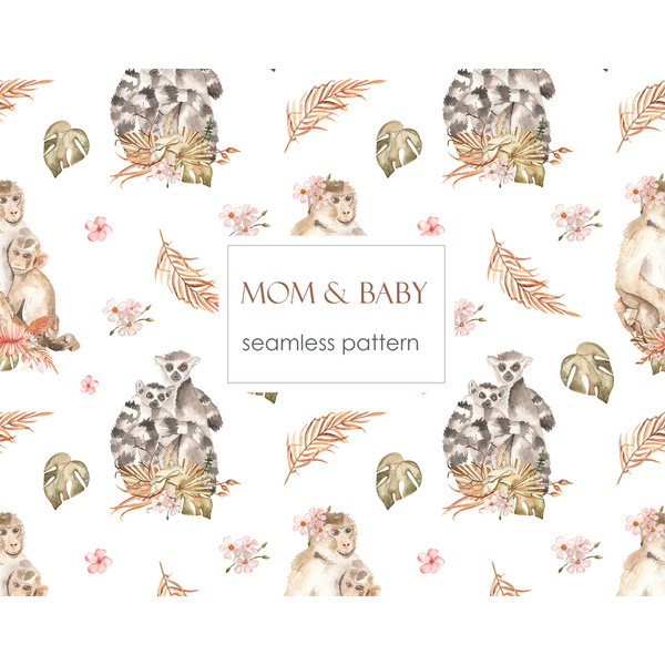 6 Mom and baby Africa watercolor seamless patterns.jpg
