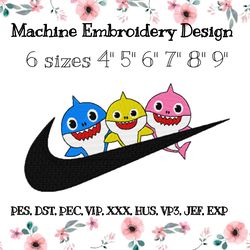 nike embroidery design three sharks