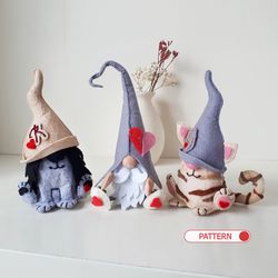 Gnome ornaments sewing pattern from felt or plush tiered tray decor, stuffed animals toys pattern