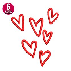 hearts embroidery design, machine embroidery pattern, instant download