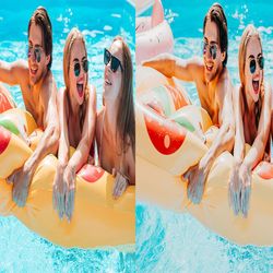 12 x pool party themed lightroom presets, summer presets, vibrant presets, bright white presets mobile & desktop preset