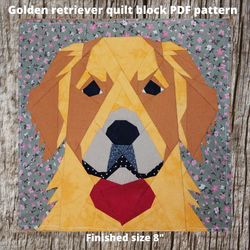 Golden retriever quilt block PDF Pattern 5 versions Paper Piecing