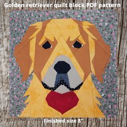 golden retriever quilt block pdf pattern 5 versions paper piecing