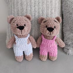 Plush teddy bear, stuffed bear, handmade crochet toys, toys for gender party
