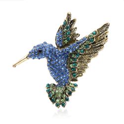 Hummingbird brooch, Statement colibri jewelry pin, Birds