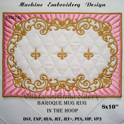 Baroque Mug Rug Ith Embroidery Design