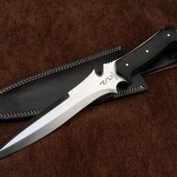 Handmade Leaf Spring Steel Knife Bowie Knife Tactical Knife with Leather Sheath