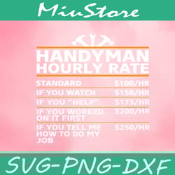 handyman hourly rate svg,png,dxf,cricut