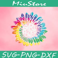 girl power sunflower color svg,png,dxf,cricut