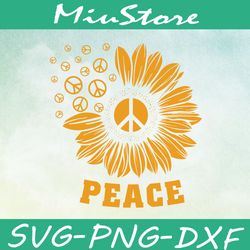 hippie sunflower peace vintage svg,png,dxf,cricut