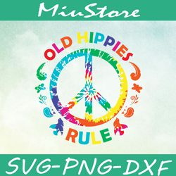 old hippies rule svg, colorful hippie logo svg,png,dxf,cricut
