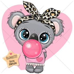 Cute Cartoon Koala PNG, clipart, Bubblegum, Sublimation Design, Children printable, art