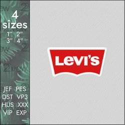 Levis Embroidery Design, jeans brand logo machine designs files, 4 sizes