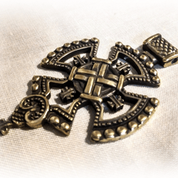 Big brass cross necklace pendant,large Canterbury brass Cross necklace,Ukraine jewelry,jewelry making supplies,medieval