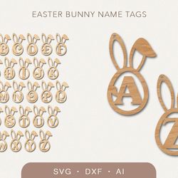 Easter bunny letters svg, Easter basket tag svg