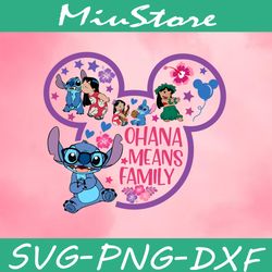 mickey head ohana means family lilo and stitch svg,png,dxf,cricut