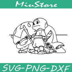 the last airbender avatar aang and appa momo outline svg,png,dxf,cricut