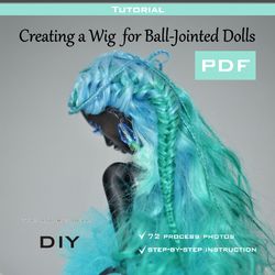 DIY wig for ball jointed doll. Msd bjd angola wig tutorial pdf. Instructions how to made a wig, silicon cap for bjd doll