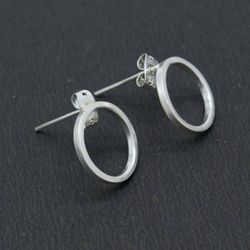 Open Circle Stud Earring, Sterling Silver Minimalist Earring, Simple Silver Earrings, Hoop Post Earrings, Handmade Gift