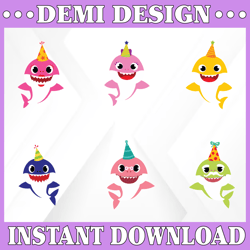 6 Family Sharks Birthday Character with Friends SVG,Png,Shark's friends svg, Pink Fong svg, Family shark svg, dxf, eps f