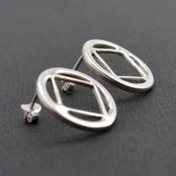 Open Circle Sterling Silver Stud Earrings, Minimalist Handmade Silver Studs, Tiny Hoop Silver Women Earrings, Geometric
