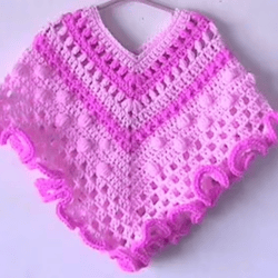 Toddler Girl Poncho Crochet Pattern Granny Ruffle Pink