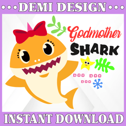 Godmother Shark  SVG, Cricut Cut files, Shark Family doo doo doo Vector EPS, Silhouette DXF, Design for tsvg , clothes