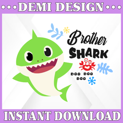 Brother Shark SVG, Cricut Cut files, Shark Family doo doo doo Vector EPS, Silhouette DXF, Design for tsvg , clothes, Aun