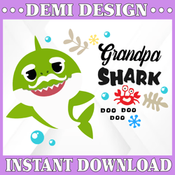 Grandpa Shark SVG, Cricut Cut files, Shark Family doo doo doo Vector EPS, Silhouette DXF, Design for tsvg , clothes
