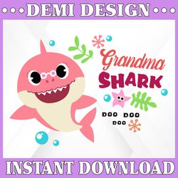 Grandma Shark SVG, Cricut Cut files, Shark Family doo doo doo Vector EPS, Silhouette DXF, Design for tsvg , clothes