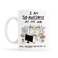 funny cat mug receptionist gift office mug work thank you gift coworker admin asst mug self love mug cat mug office cats