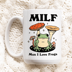 Frog Mug, I Love Frogs Cup, Frog Lover Gift, Girlfriend Wife Gift Idea, Mushroom Coffee Mug White, Funny Novelty Gift