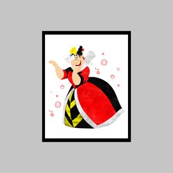 Queen of Hearts Alice In Wonderland Disney Art Print Digital Files decor nursery room watercolor